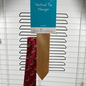 Vertical Tie Hanger Organizer Holds 20 Ties Wooden‎ Necktie Rack Men Space Saver